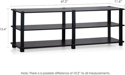 Furinno Turn-S-Tube No Tools 3-Tier Entertainment TV Stands, Dark Cherry and Black
