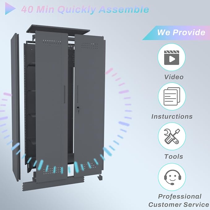 IRONFFICE Lockable Storage Cabinet,Metal Garage Storage Cabinets with Doors,Steel Utility Closet Cabinet with Adjustable Shelves,Locking Cabinet for Home,Garage,Gray