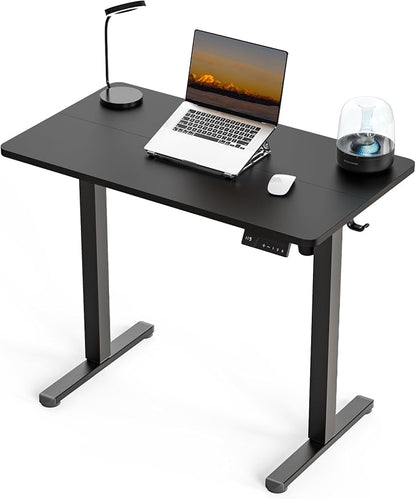 35" x 20" Electric Standing Desk, Compact Height Adjustable Desk for Small Spaces, Small Ergonomic Sit Stand Workstation for Home Office Bedroom Apartment (Classic Black)