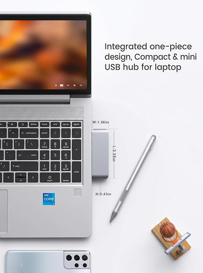 USB 3.0 Hub, Cable-Free USB Splitter Portable USB Hub for Laptop, Plug and Play Integrated Design Compatible with Laptop Desktop All USB Devices