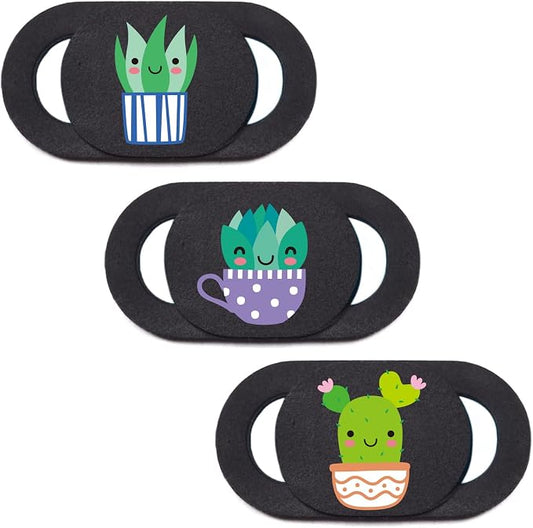 Laptop Camera Cover Slide Webcam Cover for Privacy Fits for Mini PC, PC, Surface, Tablet, Desktop Computer, Smart Phone - 3 Packs, Plants