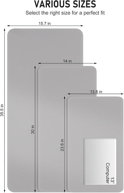 Desk Pad, 30" x 14" PU Leather Non-Slip Desk Mat Large Mouse Pad for Desktop, Waterproof Laptop Computer Writing Mat for Office, Home, Work, Gaming, Silver