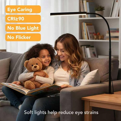 LED Desk Lamp with Clamp, 5 Color Modes & 10 Brightness Levels, Eye-Caring Desk Light, Flexible Gooseneck, Memory Function, Adapter Included for Home Office, Reading & Study