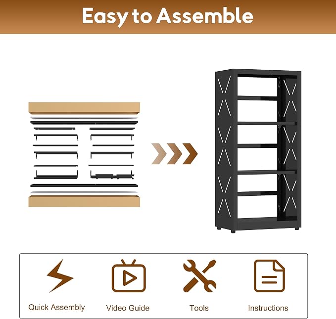 UNICOLY Bookshelves and Bookcases, 3 Tier Metal Bookshelf with Adjustable Shelves and Bookends, Open Shelf Bookcase, Display Shelves for Home Decor Bedroom, Living Room, Home Office, Black