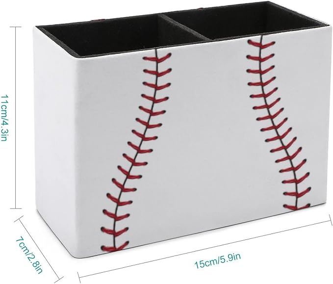 Niapessel Pencil Holder for Desk, Baseball Ball Pen Holder Storage Desktop Pen Organizer Desk Pencil Organizer Makeup Brush Holder for Office School College Leather