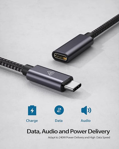 Faracent USB C Extension Cable (20Gbps/240W/3.3Ft), USB 3.2 Type C 3.1 Male to Female Extension Charging & Sync for iPhone 17 16 15 Pixel PSVR2 MacBook Air Pro/New iPad Dell XPS Surface Book