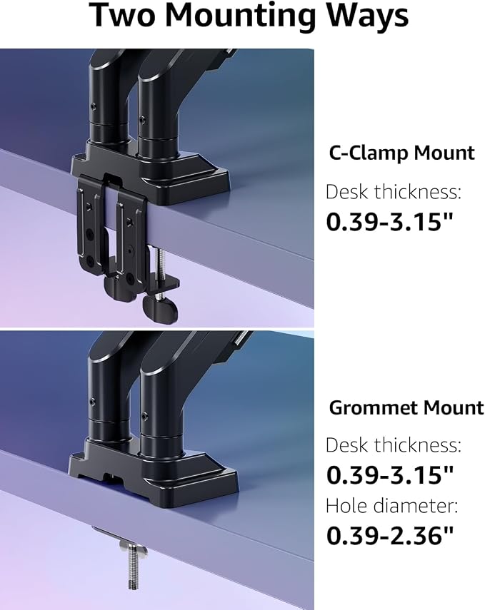 MOUNTUP Dual Monitor Stand for Max 43 inch Screens, Ultrawide Monitor Arm Height Adjustable, Heavy Duty Dual Monitor Mount, Full Motion Premium Monitors Arm, Holds 2.2 to 33 lbs, VESA Desk Mount