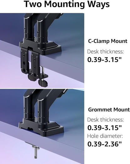 MOUNTUP Dual Monitor Stand for Max 43 inch Screens, Ultrawide Monitor Arm Height Adjustable, Heavy Duty Dual Monitor Mount, Full Motion Premium Monitors Arm, Holds 2.2 to 33 lbs, VESA Desk Mount