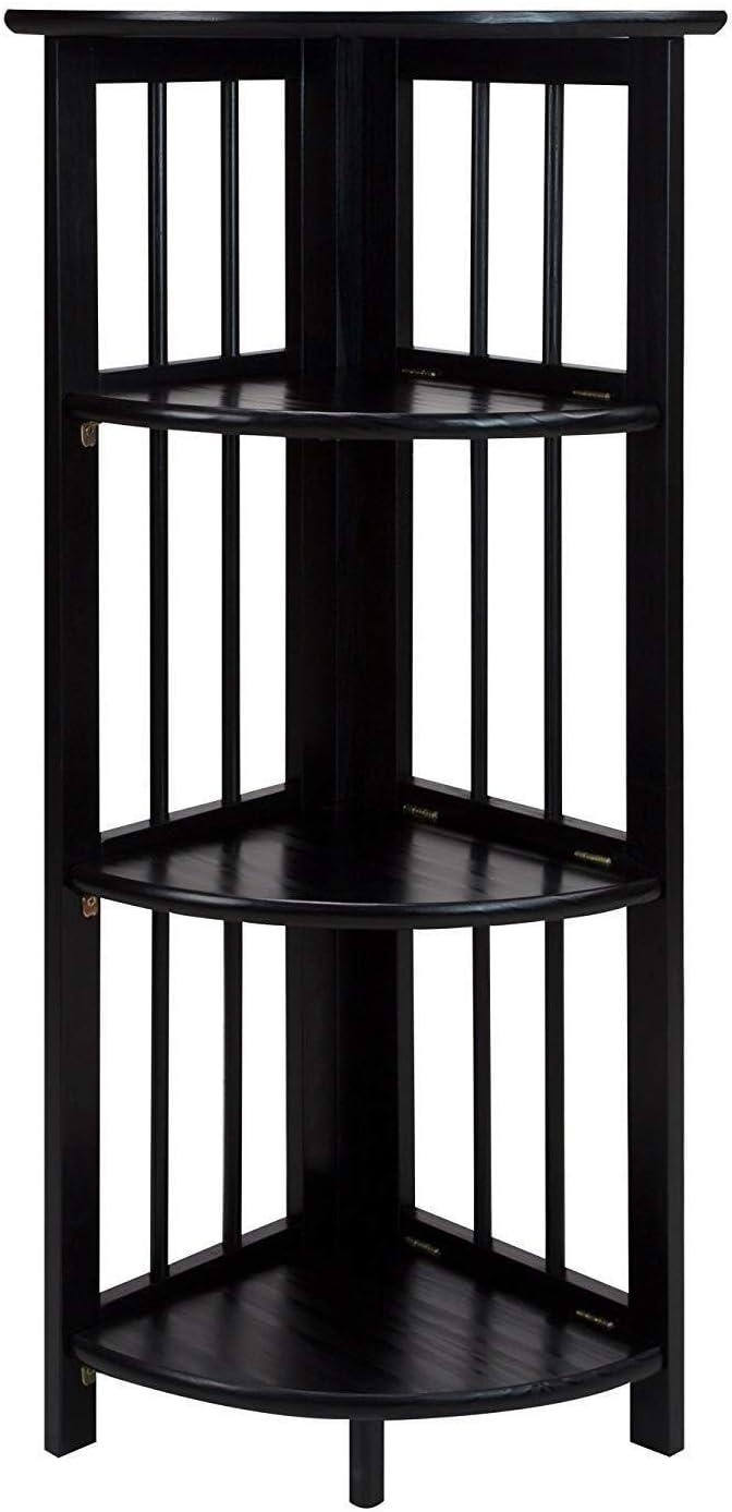 Casual Home 4 tier Corner Folding Bookcase, Black