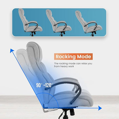 Office Chair Big and Tall 500lbs Wide Seat Desk Chair with Lumbar Support Arms High Back PU Leather Executive Task Ergonomic Computer Chair for Back Pain (Grey)