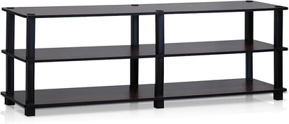 Furinno Turn-S-Tube No Tools 3-Tier Entertainment TV Stands, Dark Cherry and Black