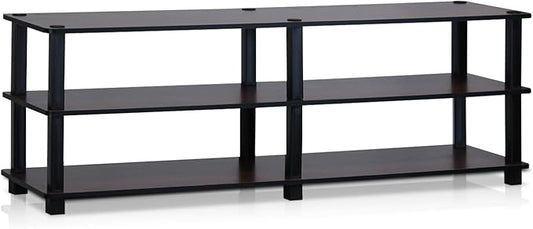 Furinno Turn-S-Tube No Tools 3-Tier Entertainment TV Stands, Dark Cherry and Black