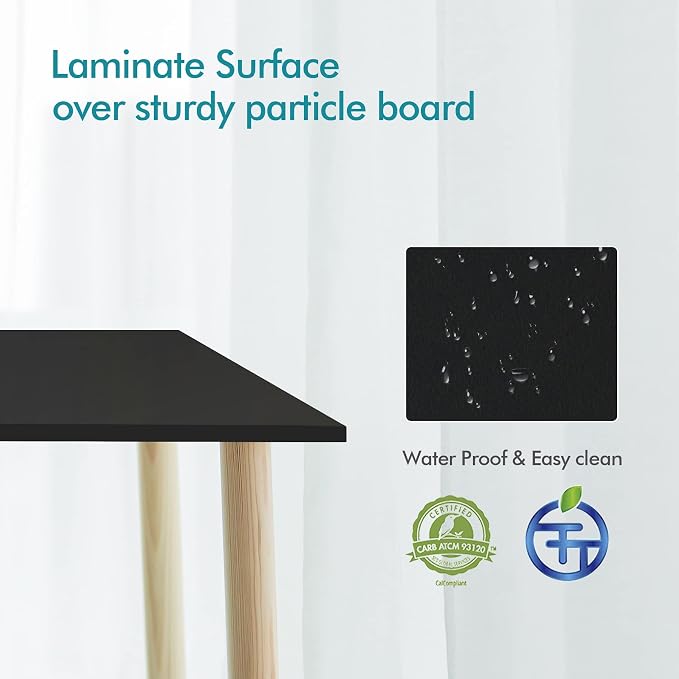 Kaboon 60x20 inches Tabletop, Solid One-Piece Desktop for Sit Stand Desk, Double Desks, L Desk DIY,Wood Countertop Home or Commercial Use,1 inch Thick, Black, 20" D x 59.1" W
