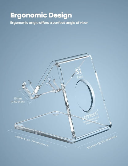 Lamicall Cell Phone Stand, Desk Accessories - Clear Office Cell Phone Holder, Acrylic Phone Stand, Desktop, Acrylic Office Supplies Desk Decor Accessories, Suitable for iPhone, 4-8'' Phone, Gifts
