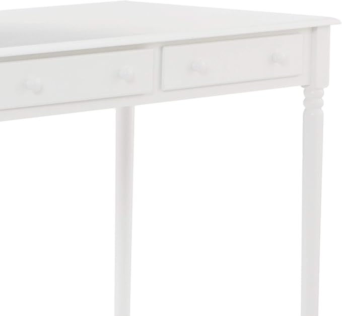 SEI Furniture - Writing 2-drawer Desk- Crisp White - Transitional Design, White Finish - Ideal for Home Office, Bedroom (HO8800)