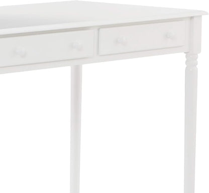 SEI Furniture - Writing 2-drawer Desk- Crisp White - Transitional Design, White Finish - Ideal for Home Office, Bedroom (HO8800)