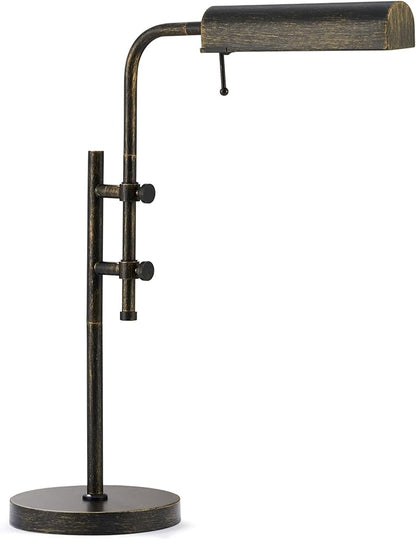 VONLUCE Rustic Desk Lamp, Adjustable Industrial Style Metal Table Lamp, 3 Color Temperatures LED Reading Lamp for Living Room Bedroom Office, Antique Black