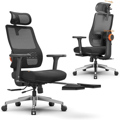 Newtral Mesh Ergonomic Office Chair, Auto Lumbar Support, 5D Headrest, 4D Armrest, Footrest, 136° Recline, Adjustable Seat, 330lbs Heavy Duty Desk Chair for Home Office Gaming