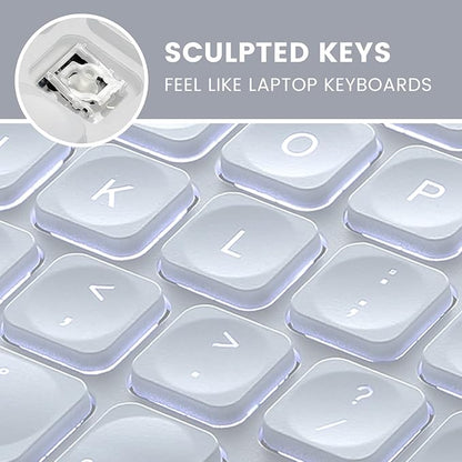 Perixx PERIBOARD-332MW Wired Backlit Scissor Keyboard - Compatible with Mac OS X and iOS Device - Mini 11.22x4.57x0.83 Inches - Scissor Keys with Big Font - White Backlit