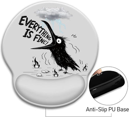 Mouse Pad with Wrist Rest, Funny Crow Ergonomic Mouse Pads Wrist Support for Desk, Goth Gaming Mousepad for Wireless Mouse Laptop Computer Work Home Desk Accessories Office Supplies Desktop Decor