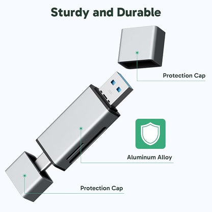 AKASO SD Card Reader - USB 3.0 Type C to Micro SD Card Adapter, Memory Card Reader for SD/Micro SD/SDHC/SDXC Card, Compatible with Smartphones, Laptops, Tablets, Personal Computer and Cameras