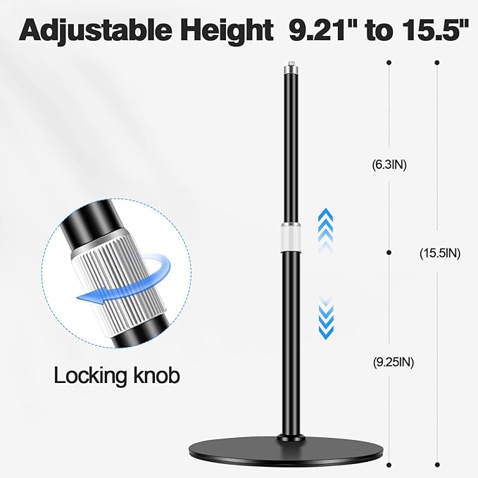 Webcam Tripod Stand for Desk: Webcam Stand for Logitech Brio | C920 | C922 | C615 | C930e - Height & Angle Adjustable Desktop Tripod for Light & 1/4" Thread for Live Streaming | Video Calling