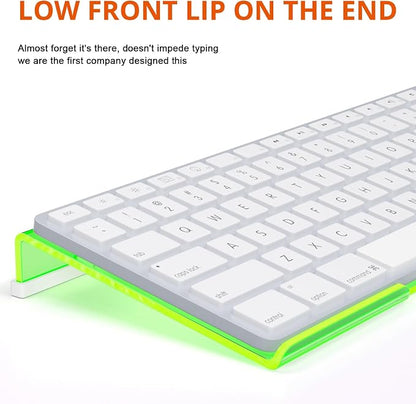 Richboom Epoptic Green Acrylic Tilted Computer Keyboard Holder for Easy Ergonomic Typing, Keyboard Stand for Office, Home, School, Fluorescent Green