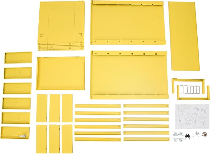 Vertical File Cabinet, 6 Drawers Rolling File Organizer Cabinets with Lock, Heavy Duty Metal Storage Cabinet, Movable Under Desk Filing Cabinet for Office, Study, Dresser (Yellow)
