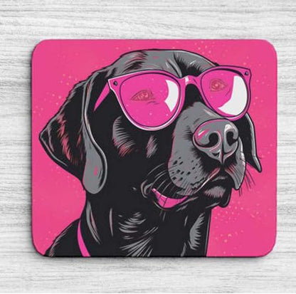 Pink Mousepad Glamour Dog Labrador Retriever Mouse Pad for Home Office Gaming Working Desk Computer Desktop Accessories Non-Slip Rubber Mousepad for Dog Lovers