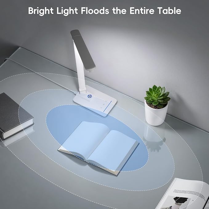 ELECTRI Desk Lamp for Home Office, Eye-Care Desk Light with Touch Control, 5 Color & Stepless Dimming, 360° Rotatable, Reading Lamp for Table Study Work Office Nail Craft Puzzle(with Adapter)