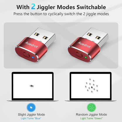 Auedrot Mouse Jiggler USB Mover with Switch Button, Automatic Mouse Wiggler with 2 Jiggle Modes, Plug & Play, Keep Computer/Laptop Awake, Orange