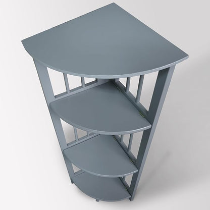 Casual Home Mission 4-Shelf Corner Folding Bookcase, Slate Gray