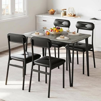 CABIHOME 4-Piece Compact Office Desk and Chair Set, Space Saving Dining Table and Chairs, Multi-Purpose MDF Table Set with Ergonomic Cushioned Chairs, Vintage Brown Waterproof, for Small Apartment/Kit