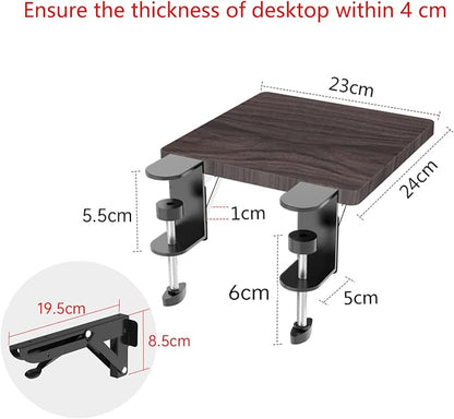 Sisyphy Ergonomics Desk Extender Tray, 9.5x9.1" Punch-Free Clamp on, Foldable Keyboard Drawer Tray, Table Mount Arm Wrist Rest Shelf, Computer Elbow Arm Support