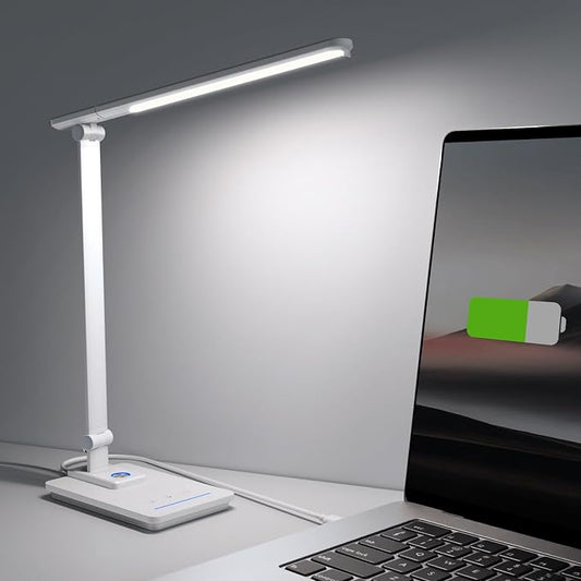 ELECTRI Desk Lamp for Home Office, Eye-Care Desk Light with Touch Control, 5 Color & Stepless Dimming, 360° Rotatable, Reading Lamp for Table Study Work Office Nail Craft Puzzle(with Adapter)