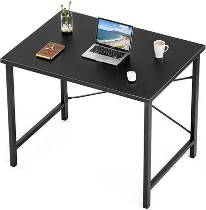 Sweetcrispy 32 Inch Small Computer Desk, Home Office Desk, Small Study Workstation for Bedroom, Study Table with X-Shaped, Modern Simple Gaming Table, Black