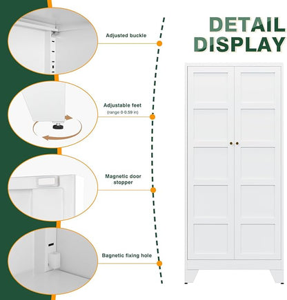 Letaya 72" H Metal Storage Cabinet with 2 Doors and 4 Shelves,Tall Kitchen Pantry Cabinets,Utility Pantry Organizers for Cupboard/Dining/Bathroom/Home Office/Garage (Black, 72" H x 18" D x 33.5" W)