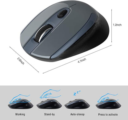 Wireless Mouse, 2.4G Silent Cordless Mouse for Laptop, Mouse with 6 Buttons and 3 Adjustable DPI for Computer, Deskbtop, MacBook, PC