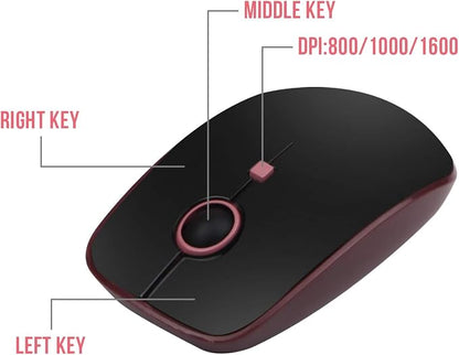 Colorful Wireless Keyboard and Mouse Combo, Lipstick Color Bubble Keyboard with Round Keys, 2.4Ghz Creamy Aesthetic Full Size Typewriter Style Keyboard with Number Pad for PC Laptop Desktop