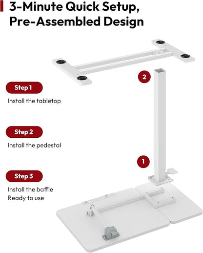 SANODESK Small Rolling Overbed Table Adjustable Height with Wheels, Mobile Laptop Desk with Tilting Desktop, Portable Computer Workstation for Home Office, Classroom, Bedside, White