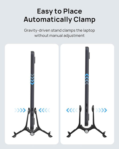 SODI Vertical Laptop Stand Holder for Desk Compatible with MacBook Air, MacBook Pro Stand Vertical Aluminum Up to 17 inch, Gravity Auto-Lock Cooling, 3-in-1 Space Saving Desk Organizer Accessories