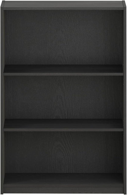 Furinno Jaya Book Shelf, 3-Tier Bookshelf, Standing Bookcase with Adjustable Shelves, 9.5 x 24.5 x 40.3, for Organization and Storage, for Living Room, Bedroom, Home Office, Darkwood