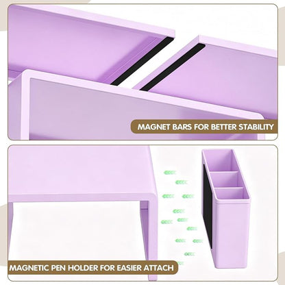 LEKETREE Dual Monitor Stand Riser with Drawer, Desk Organizer and Accessories, Monitor Stand for Desk, Desktop Stand for Computer, Laptop, TV and More (Purple)
