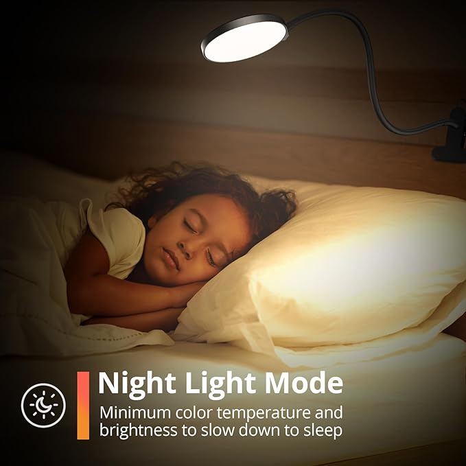 iFalarila Reading Light with Remote, LED Desk Lamp Clip on [1H Timer & Nightlight] RA>95 Dimmable Flexible Gooseneck, Reading Lamp with Clamp for Table - 4.7'' (Adapter Included)