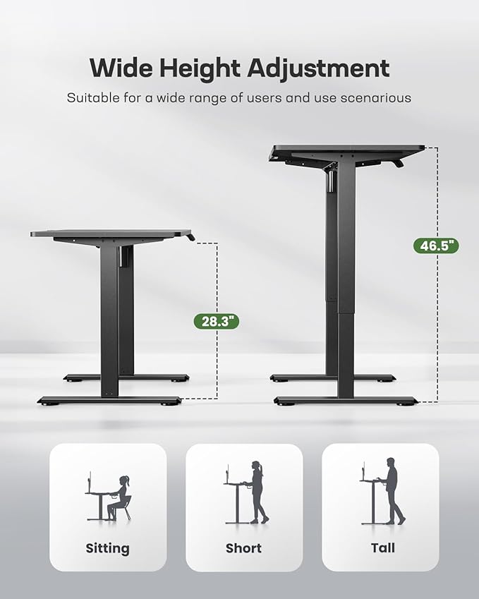 Marsail Standing Home Office Desks,Adjustable Heights Stand Up Desks,48x24 Inches Desktop Sit Stand Gaming Computer Desks for Study,Working,Writing,With 4 Memory Presets,Headphone Hook,Cable Organizer