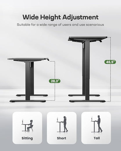 Marsail Electric Standing Desk, Adjustable Height Stand up Desk, 40 x 24 Inches Sit Stand Home Office Desk, Computer Desk, Black