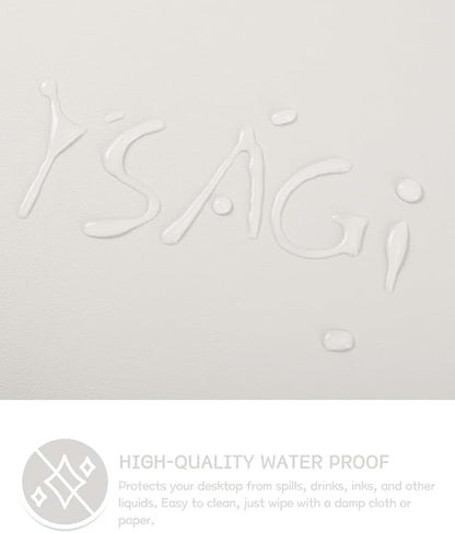 YSAGi Non-Slip Leather Desk Pad Long Size, Waterproof Laptop Computer Desk Keyboard Mat, Table Protector Blotter Mat, Large Mouse Pad for Office/Work/Home/Decor(Apricot Gray, 47" x 17")