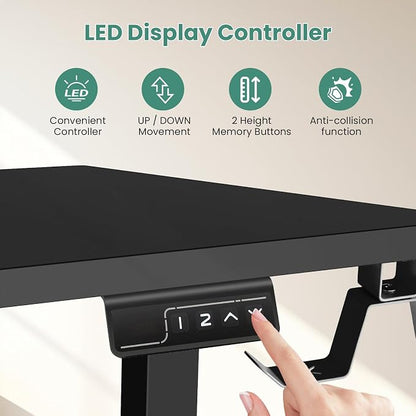 63” L Shaped Standing Desk,Electric Height Adjustable Corner Stand Up Desk, Ergonomic Sit Stand Home Office Computer Desk with Splice Board (Black)
