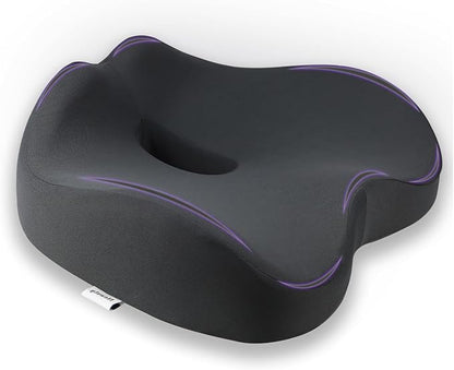 Chair Seat Cushion, Memory Foam Cushions for Office Chair, Car Seat, Airplane, Relieving Pressure Tailbone Sciatica Back Pain for Long Sitting Office Workers, Car Drivers（Grey）
