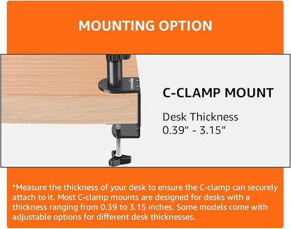 Amazon Basics Single Computer Monitor Stand with Tilt and Rotation,Height Adjustable VESA Desk Arm Mount,Steel,30 inches,Black,(Pack of 6)